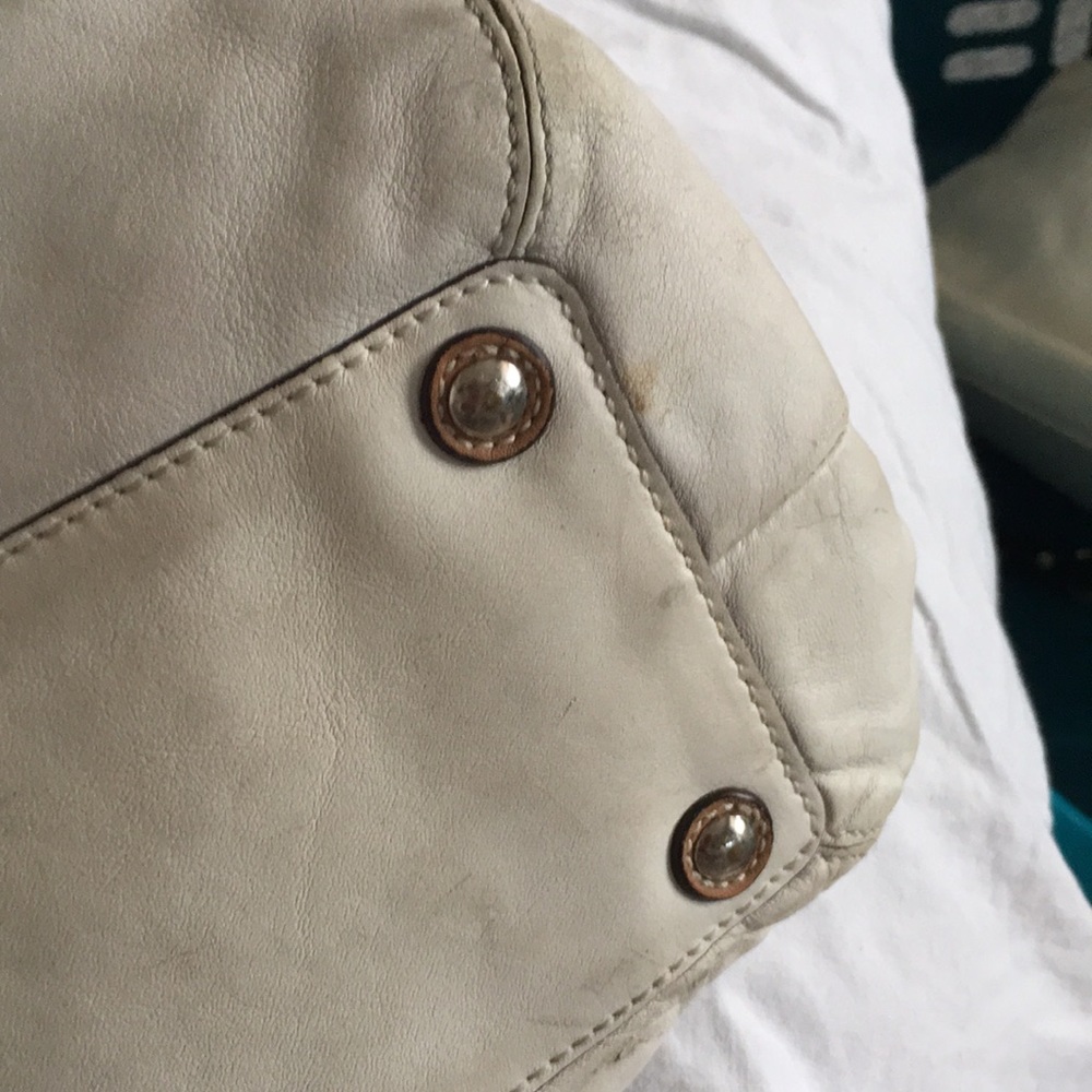 Coach Large Off White Satchel Tote Purse Bag - Picture 9 of 10